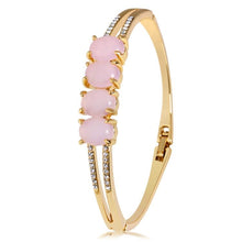 Load image into Gallery viewer, Women Classic Style Opal 18K Gold Plated Cuff Bangle Bracelet with Lobster Claw Clasps Chain(Gold) - Mega Discount Store Ghana