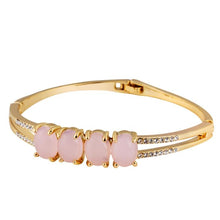 Load image into Gallery viewer, Women Classic Style Opal 18K Gold Plated Cuff Bangle Bracelet with Lobster Claw Clasps Chain(Gold) - Mega Discount Store Ghana