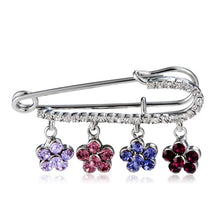 Load image into Gallery viewer, Women Four Plum Pattern Crystal Pendant Studded Brooch(Silver) - Mega Discount Store Ghana