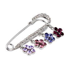 Load image into Gallery viewer, Women Four Plum Pattern Crystal Pendant Studded Brooch(Silver) - Mega Discount Store Ghana