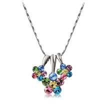 Load image into Gallery viewer, Three Petals Colorful Crystal Silver Plated Chain Pendant Necklace(Silver) - Mega Discount Store Ghana