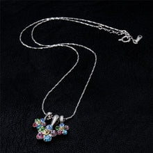 Load image into Gallery viewer, Three Petals Colorful Crystal Silver Plated Chain Pendant Necklace(Silver) - Mega Discount Store Ghana