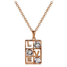 Load image into Gallery viewer, Square Love Cubic Zirconia Pendant Gold Plated Necklace(Rose Gold) - Mega Discount Store Ghana