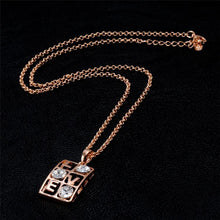 Load image into Gallery viewer, Square Love Cubic Zirconia Pendant Gold Plated Necklace(Rose Gold) - Mega Discount Store Ghana