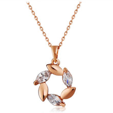 Load image into Gallery viewer, Olive Leaf Hanging Crystal Inlaid Necklace(Rose Gold) - Mega Discount Store Ghana