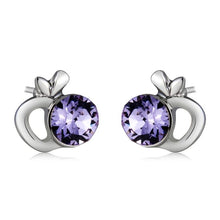 Load image into Gallery viewer, 1 Pair Stylish Apple-shaped Purple Crystal Studded Earrings(Silver) - Mega Discount Store Ghana