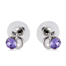 Load image into Gallery viewer, 1 Pair Stylish Apple-shaped Purple Crystal Studded Earrings(Silver) - Mega Discount Store Ghana