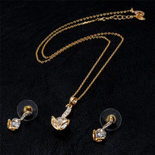 Load image into Gallery viewer, Cute Little Fox Zircon Crystal Earrings Necklace Set(Gold) - Mega Discount Store Ghana