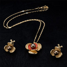 Load image into Gallery viewer, Female Small Fresh Sweet Flower Paint Necklace and Earrings Set(Gold) - Mega Discount Store Ghana