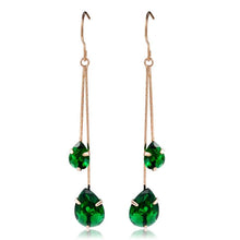 Load image into Gallery viewer, 1 Pair Green Crystal Gold Pendant Earrings(Rose Gold) - Mega Discount Store Ghana
