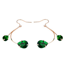 Load image into Gallery viewer, 1 Pair Green Crystal Gold Pendant Earrings(Rose Gold) - Mega Discount Store Ghana