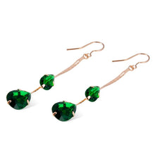 Load image into Gallery viewer, 1 Pair Green Crystal Gold Pendant Earrings(Rose Gold) - Mega Discount Store Ghana