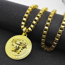 Load image into Gallery viewer, Hip Hop Gold Round Medusa Head Pendant Necklace Chain Length: 80cm(Gold) - Mega Discount Store Ghana