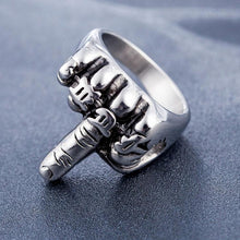 Load image into Gallery viewer, Titanium Steel Retro Erect Middle Finger Fuck Punk Ring - Mega Discount Store Ghana
