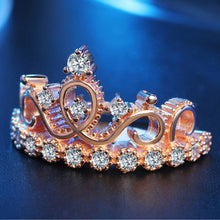 Load image into Gallery viewer, Princess Queen Crown-shaped Rose Gold Plated Zircon Ring (Rose Gold) - Mega Discount Store Ghana