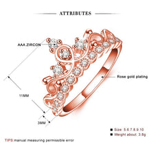 Load image into Gallery viewer, Princess Queen Crown-shaped Rose Gold Plated Zircon Ring (Rose Gold) - Mega Discount Store Ghana