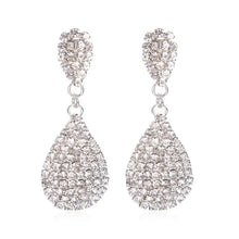 Load image into Gallery viewer, 1 Pair Fashion Luxury Inlaid Top Quality Rhinestone Around Water Drop Shaped Dangle Earring(Silver) - Mega Discount Store Ghana