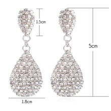 Load image into Gallery viewer, 1 Pair Fashion Luxury Inlaid Top Quality Rhinestone Around Water Drop Shaped Dangle Earring(Silver) - Mega Discount Store Ghana