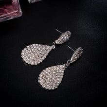 Load image into Gallery viewer, 1 Pair Fashion Luxury Inlaid Top Quality Rhinestone Around Water Drop Shaped Dangle Earring(Silver) - Mega Discount Store Ghana