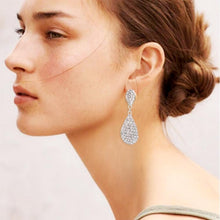 Load image into Gallery viewer, 1 Pair Fashion Luxury Inlaid Top Quality Rhinestone Around Water Drop Shaped Dangle Earring(Silver) - Mega Discount Store Ghana