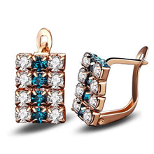 Load image into Gallery viewer, 1 Pair Of 18 k Gold Rectangle Shape Sterling Silver Crystal Stud Earring For Women, 16*9 mm(Gold) - Mega Discount Store Ghana