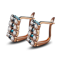 Load image into Gallery viewer, 1 Pair Of 18 k Gold Rectangle Shape Sterling Silver Crystal Stud Earring For Women, 16*9 mm(Gold) - Mega Discount Store Ghana