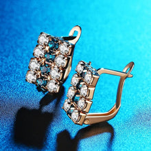 Load image into Gallery viewer, 1 Pair Of 18 k Gold Rectangle Shape Sterling Silver Crystal Stud Earring For Women, 16*9 mm(Gold) - Mega Discount Store Ghana