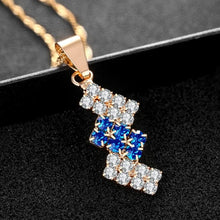 Load image into Gallery viewer, 18k Gold Plated Irregular Geometry Crystal Pendant Necklace For Female, 43*13 mm(blue) - Mega Discount Store Ghana