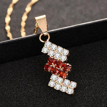 Load image into Gallery viewer, 18k Gold Plated Irregular Geometry Crystal Pendant Necklace For Female, 43*13 mm(red) - Mega Discount Store Ghana