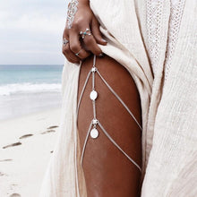 Load image into Gallery viewer, Hot Sexy Chic Leg Tassel Chains Coins Pendant Crossover Harness Waist Belt Chain(Silver) - Mega Discount Store Ghana