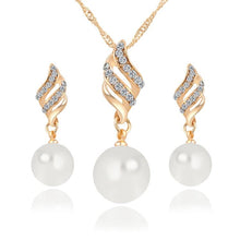 Load image into Gallery viewer, Set Jewelry  Earrings and Necklace Included Chic Pearl and Rhinestone Necklace and Earrings - Mega Discount Store Ghana