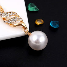 Load image into Gallery viewer, Set Jewelry  Earrings and Necklace Included Chic Pearl and Rhinestone Necklace and Earrings - Mega Discount Store Ghana