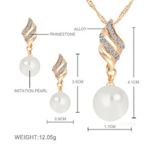 Load image into Gallery viewer, Set Jewelry  Earrings and Necklace Included Chic Pearl and Rhinestone Necklace and Earrings - Mega Discount Store Ghana
