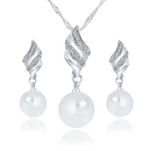 Load image into Gallery viewer, Set Jewelry  Earrings and Necklace Included Chic Pearl and Rhinestone Necklace and Earrings - Mega Discount Store Ghana