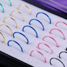 Load image into Gallery viewer, 40 PCS Color Mixed titanium steel Fashion Nose Circle Rings Inner Diameter: 9 mm(Colour) - Mega Discount Store Ghana