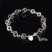 Load image into Gallery viewer, Hollow Checkered Colorful Rhinestone Fashion Silver Bracelet(Silver) - Mega Discount Store Ghana