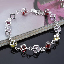 Load image into Gallery viewer, Hollow Checkered Colorful Rhinestone Fashion Silver Bracelet(Silver) - Mega Discount Store Ghana