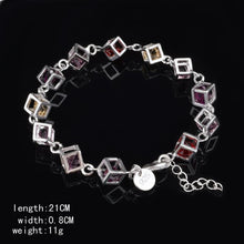 Load image into Gallery viewer, Hollow Checkered Colorful Rhinestone Fashion Silver Bracelet(Silver) - Mega Discount Store Ghana