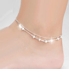 Load image into Gallery viewer, Fashion Jewelry Double Powder Beads and Stars Silver Plated Anklets(Silver) - Mega Discount Store Ghana