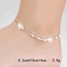 Load image into Gallery viewer, Fashion Jewelry Double Powder Beads and Stars Silver Plated Anklets(Silver) - Mega Discount Store Ghana