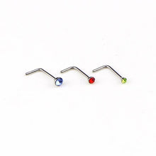 Load image into Gallery viewer, 60 PCS Color Mixed Diamond Shape Stainless Steel Nose Stud Rings L Shaped Piercing Jewelry - Mega Discount Store Ghana