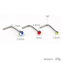 Load image into Gallery viewer, 60 PCS Color Mixed Diamond Shape Stainless Steel Nose Stud Rings L Shaped Piercing Jewelry - Mega Discount Store Ghana