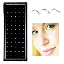 Load image into Gallery viewer, 60 PCS Color Mixed Diamond Shape Stainless Steel Nose Stud Rings L Shaped Piercing Jewelry - Mega Discount Store Ghana