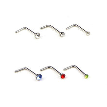 Load image into Gallery viewer, 60 PCS Color Mixed Diamond Shape Stainless Steel Nose Stud Rings L Shaped Piercing Jewelry - Mega Discount Store Ghana