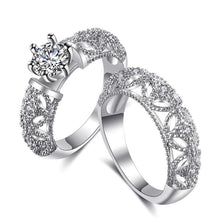 Load image into Gallery viewer, Fashion Stylish Zircon Hollow Set Ring Sweet Couple Ring (Silver) - Mega Discount Store Ghana