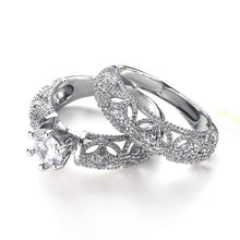 Load image into Gallery viewer, Fashion Stylish Zircon Hollow Set Ring Sweet Couple Ring (Silver) - Mega Discount Store Ghana