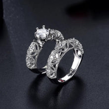 Load image into Gallery viewer, Fashion Stylish Zircon Hollow Set Ring Sweet Couple Ring (Silver) - Mega Discount Store Ghana