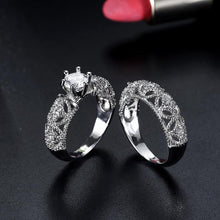 Load image into Gallery viewer, Fashion Stylish Zircon Hollow Set Ring Sweet Couple Ring (Silver) - Mega Discount Store Ghana