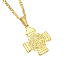 Load image into Gallery viewer, Saint Benedict Jesus Cross Exorcist Saint Pendant Necklace(Gold) - Mega Discount Store Ghana