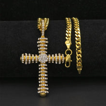 Load image into Gallery viewer, Original Western Trend Cross Pendant Cuban Chain(Gold Cuban chain) - Mega Discount Store Ghana